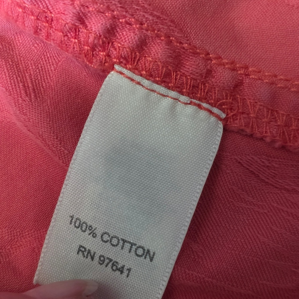 J. Jill Coral Pink Jacquard Leaf Cotton Trucker Jacket Womens Large L Button Up - Picture 4 of 10